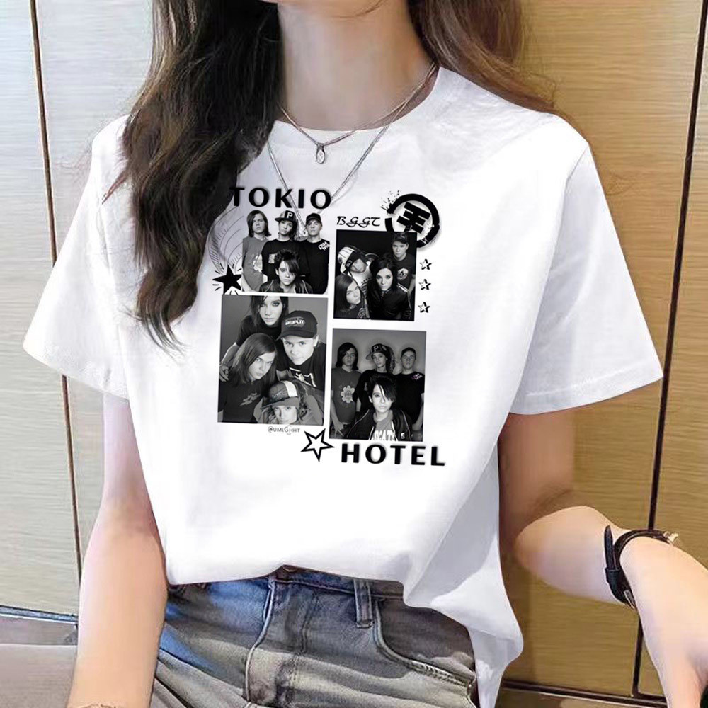 Tokio Hotel t Camisa Menina Verão gyaru Vendas streetwear emo