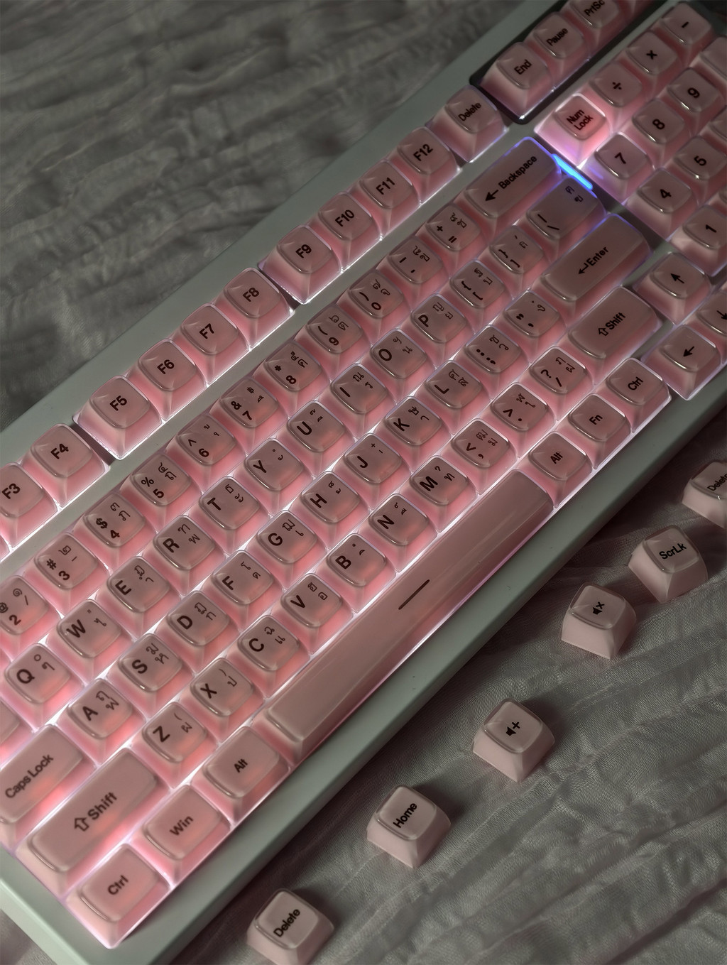 EN/TH/KR/Rumaimooo Rosa Cristal Keycap Double-shot Semelhante SA Perfil ...