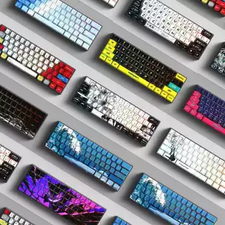Keycap de coluna de configuração pequena de 74 teclas, Original, gravação lateral da fábrica, translúcido, PBT, sublimaç