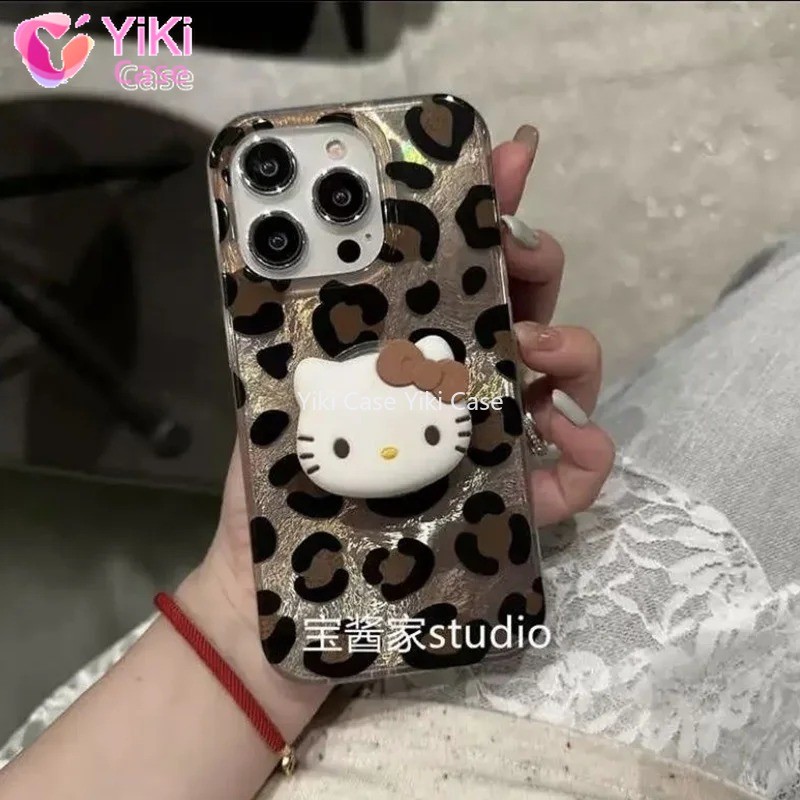 Leopardo 3D Hello Kitty Grip Tok Titular Forro A Laser Caso De Telefone ...