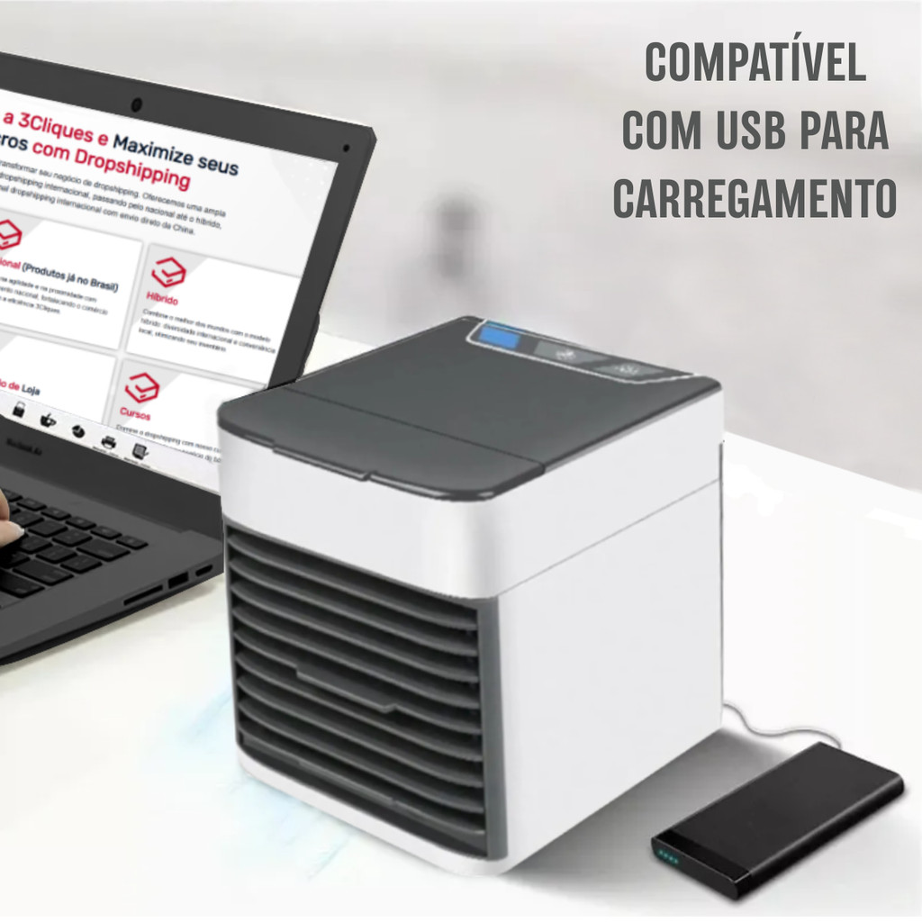 Mini Ar Condicionado Portátil 3 Velocidades USB Bivolt | Shopee Brasil