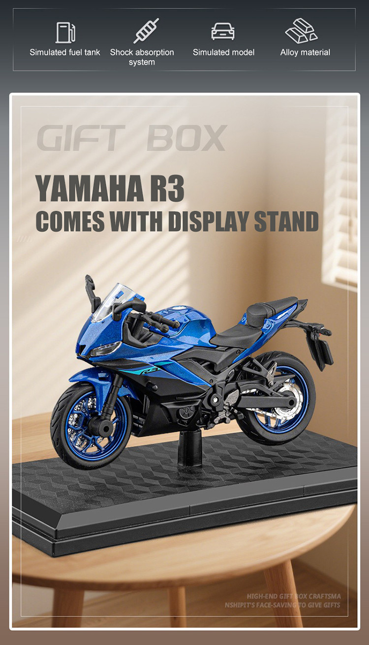 KLT 1 : 18 Yamaha R3 Motocicleta Diecast Modelo Carro Liga Carros ...