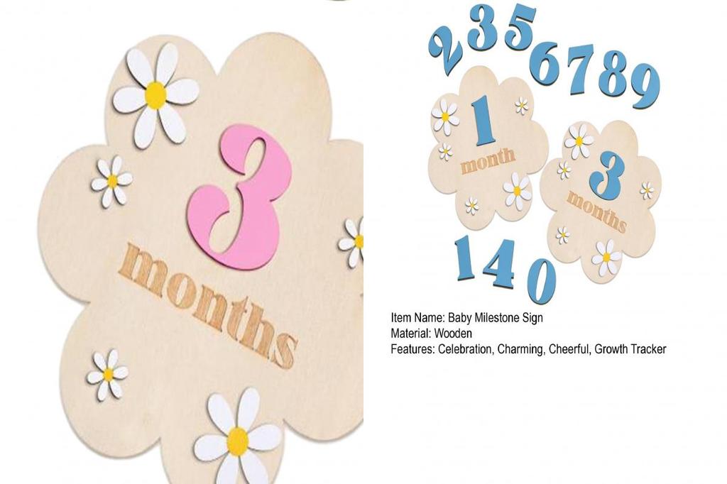 Wooden Number Blocks for Baby Age 0-99 Months Monthly Milestone Board ...