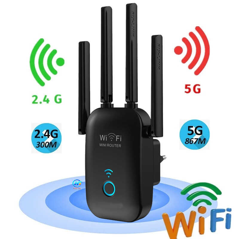 Repetidor de rede sem fio 1200M Dual Band 5G Extensão de aprimoramento ...