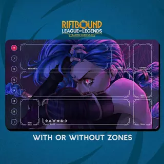 Jinx Psycho Arcane Playmat Bordas Costuradas-Jogo De Cartas Colecionáveis Riftbound-24 " x 14 " Polegadas 600 x 350 mm -