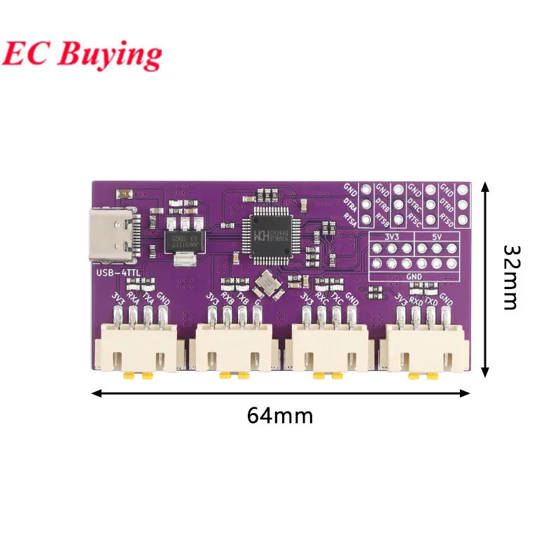 USB Para 4 Porta Serial RS485 De 8 Vias Tipo-C 4 8 485 Multicanal UART ...