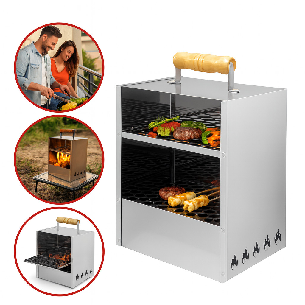 Churrasqueira Inox Carvão para Apartamento | Shopee Brasil