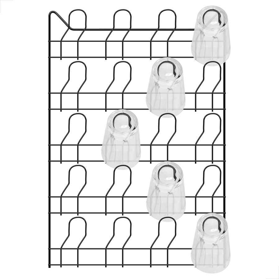 Escorredor de Copos Profissional de Parede - Organização perfeita em Aço Preto para seu Negócio