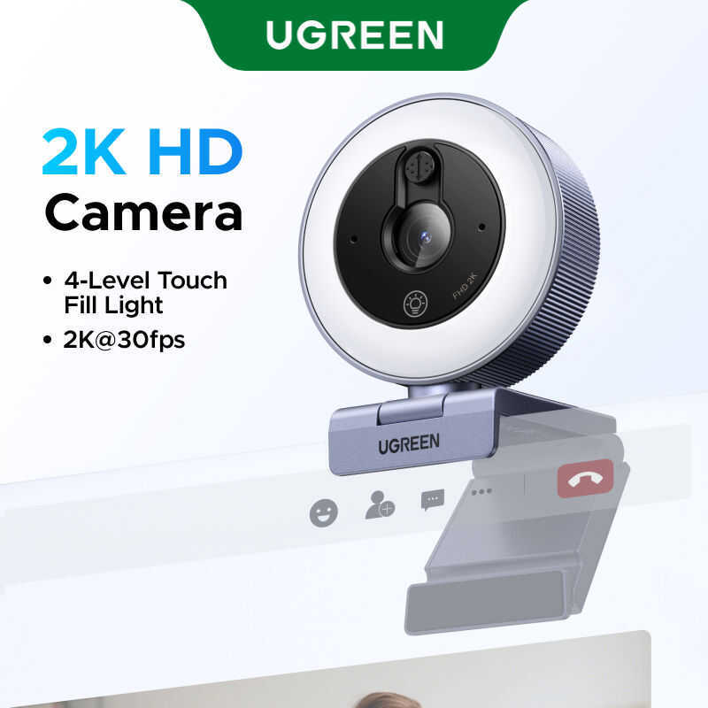 UGREEN 2K FHD Mini Webcam Foco Fixo Com Luz De Preenchimento Computador ...