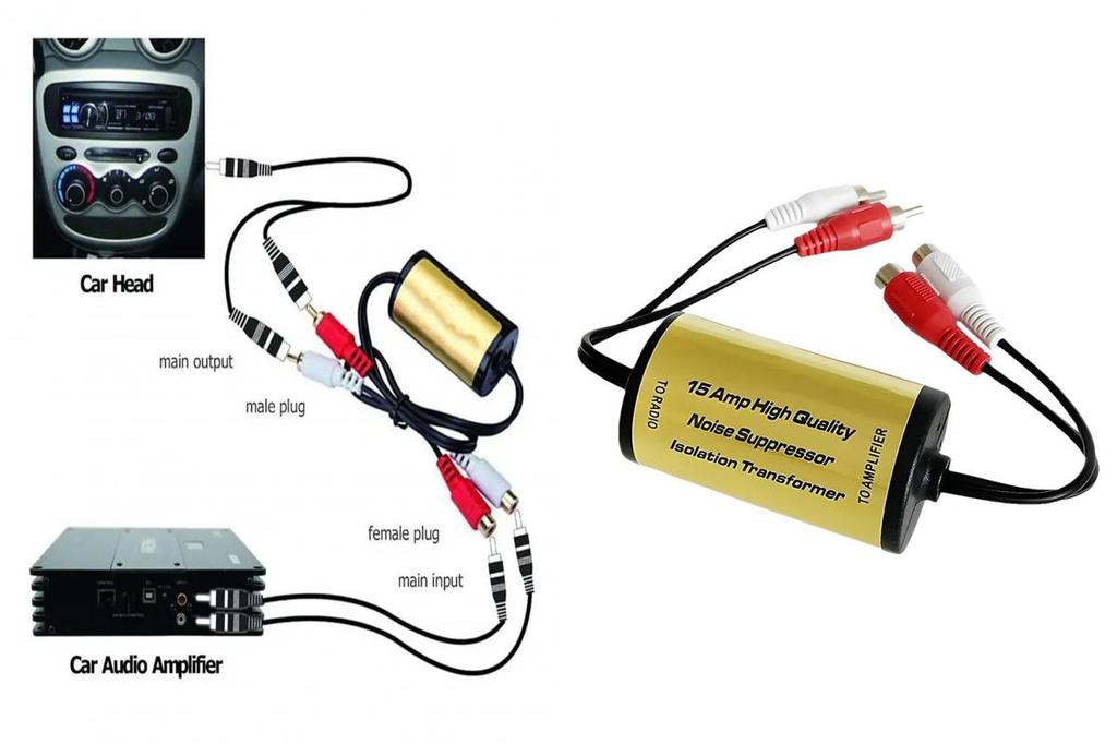 Car Audio Hum Eliminator Noise Filter Remove Engine Whine Static for ...