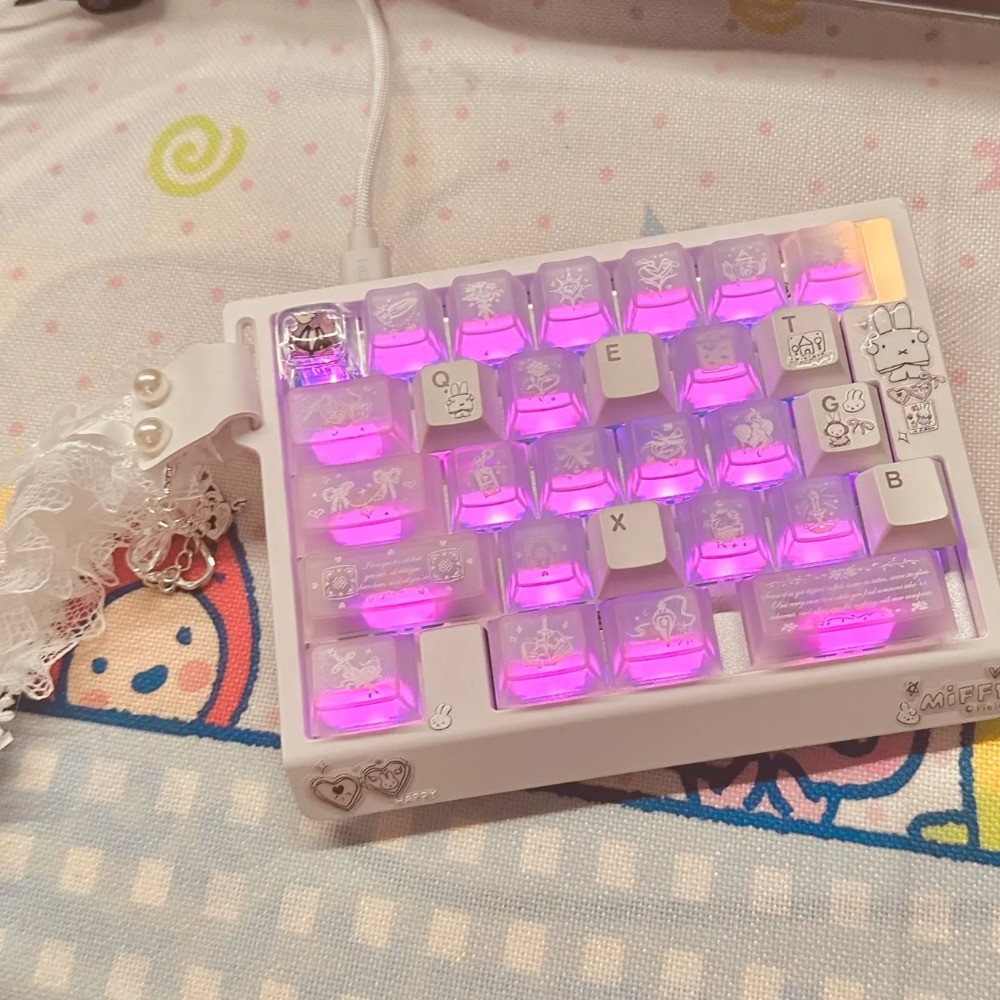 A Floral Note Date Keycaps 26 Teclas Cherry Profile PC Wooting Aula F75 ...