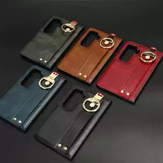 Adequado para microsoft Surface Duo 2 anel caso de telefone pulseira cordão capa protetora de couro