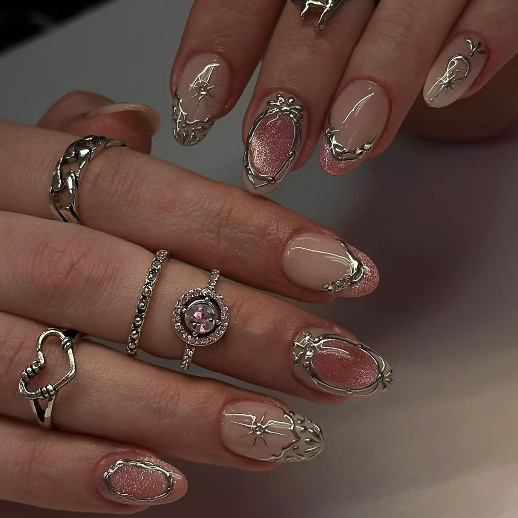 10 Pcs Olhos De Gato Press on Nails Unhas Postiças Brilhantes Com ...