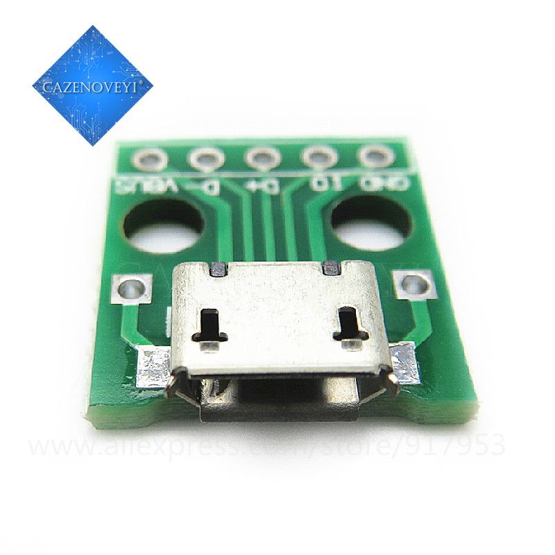 10 Peças Adaptador MICRO USB Para DIP Conector Fêmea De 5 Pinos Tipo B ...