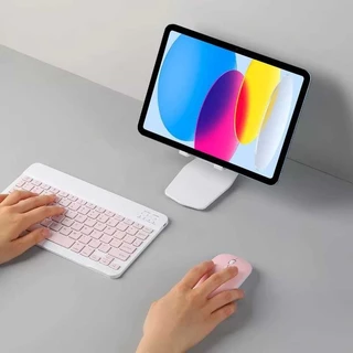 Kit Teclado Mouse Sem Fio Bluetooth Colorido Macaron | Compatível com PC, Notebook, Tablet e iPad