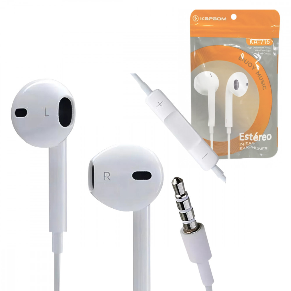 Fone de Ouvido Intra Auricular Com Fio e Microfone Estéreo Branco ...