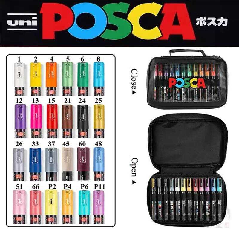 Caneta POSCA Acrílica Uni PC-1M/3M/5M Conjunto De Caixa De Presente ...