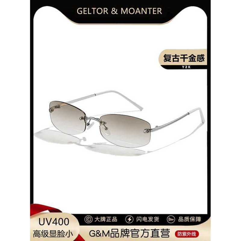 Óculos de sol sem moldura Y2k feminino High-End olho de gato pequeno ...