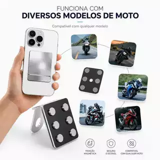 Suporte Magnético Celular Moto Super Ímã 6 Ímãs Fixação Alta Velocidade