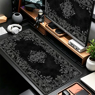 Mouse Pad Vintage Com Padrão Persa, 80x30cm, Tapete De Mesa Estendido Para Jogos, Base Antiderrapante, Bordas Costur
