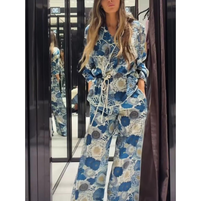 Conjunto De Camisa Com Cinto E Ajuste De Botões Vintage Estampa Floral ...
