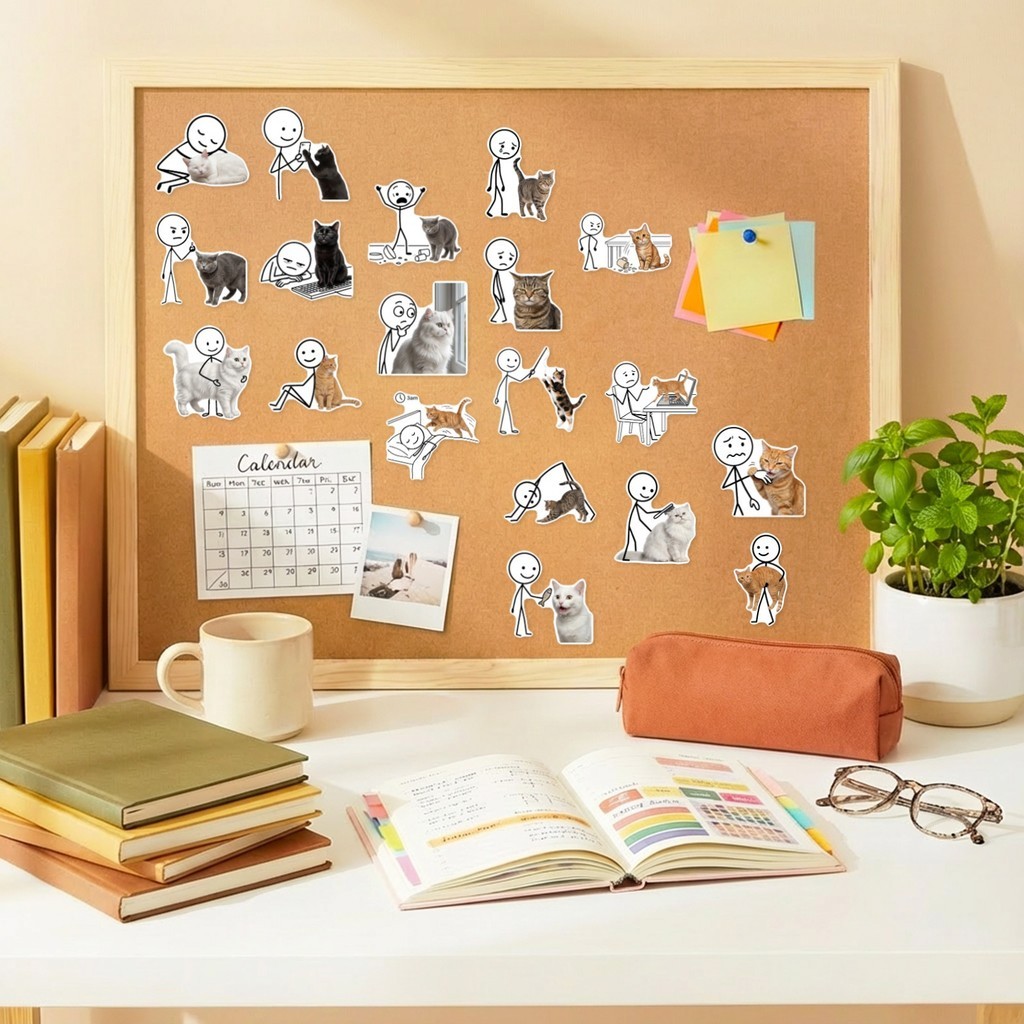 Stick Figure Feline Meme Sticker Pack 50 Folhas , Caprichoso Desenho ...