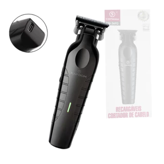Máquina Aparador de Pêlo e Cabelo Profissional Recarregável Black
