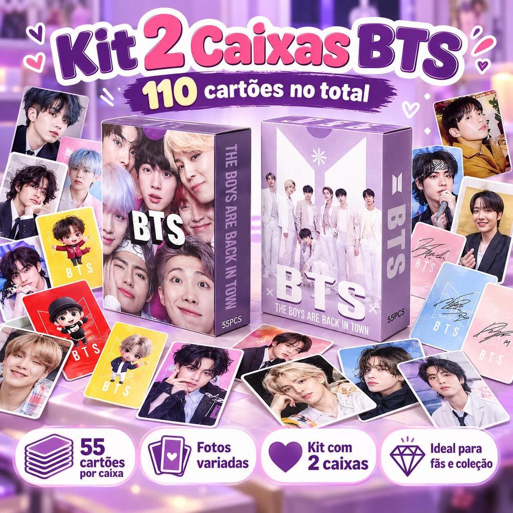 Kit 2 Caixas BTS Photocard KPOP 110 Cards Cartões Colecionáveis