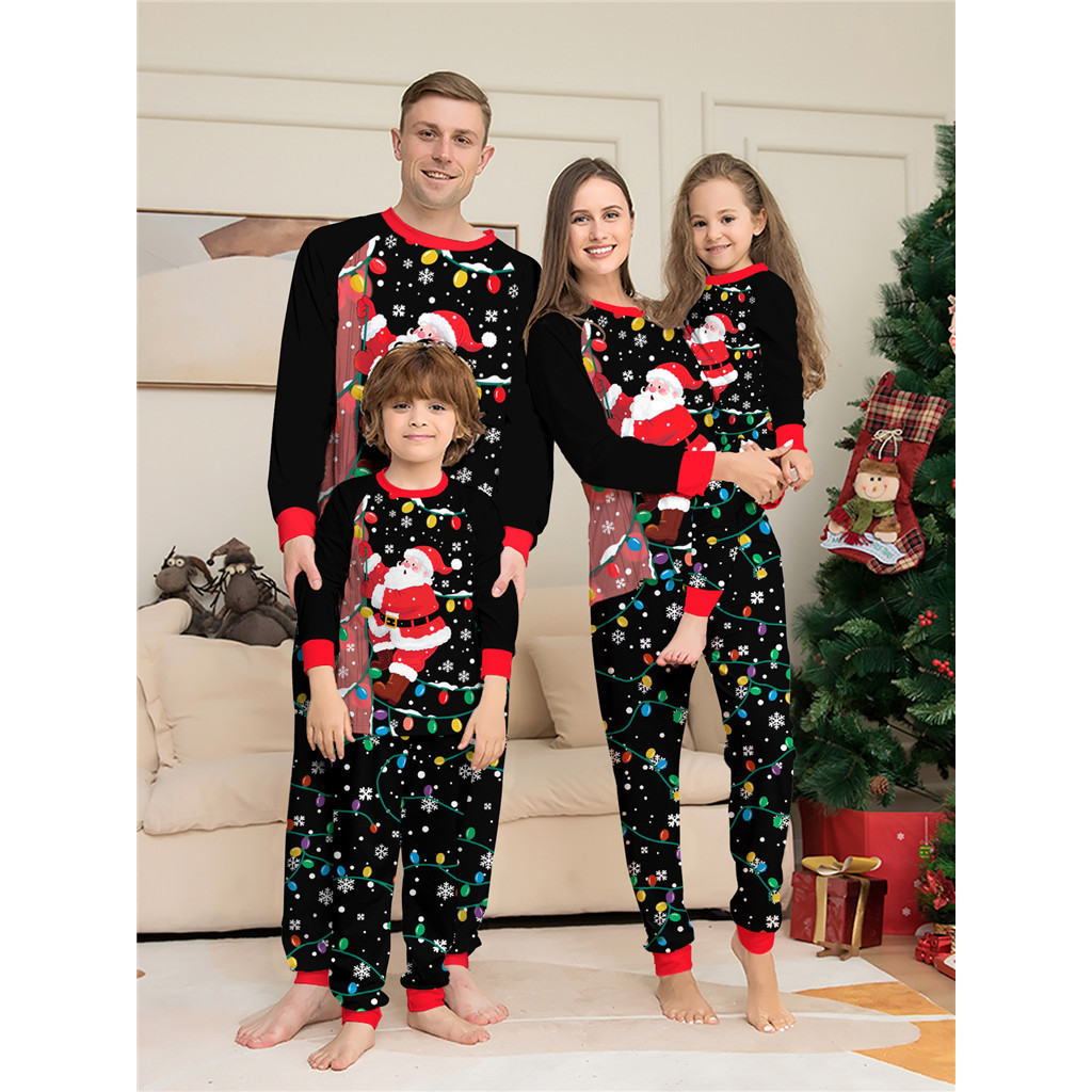 Conjunto de Pijamas de Natal para Família Estampa de Papai Noel Roupa ...
