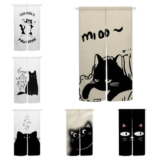 Japonês Dos Desenhos Animados Gato Noren Porta Cortina Simples Sala De Estar Cozinha Partição Decoração Quarto Lavável P