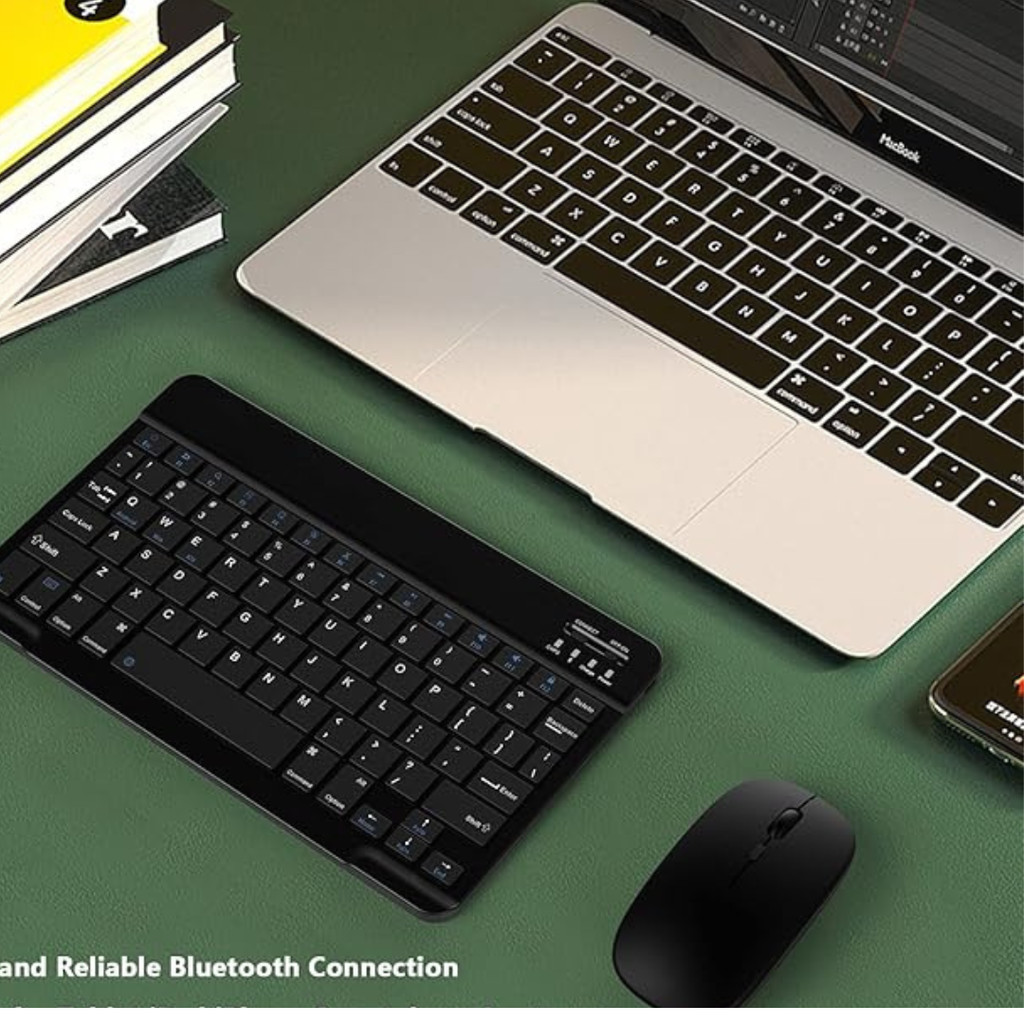Conjunto de Teclado + Mouse Sem Fio Bluetooth Para Notebook e Tablet e ...