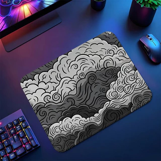 Mousepad Pequeno Padrão Nuvens Ukiyo-e Azul Base Emborrachada Computador Notebook STAT