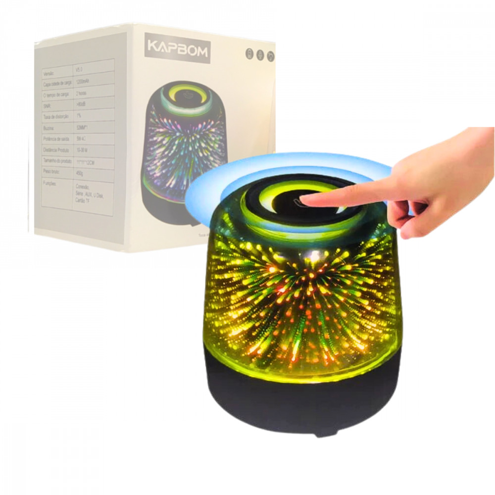 Caixa de Som Bluetooth Portátil Luminária Touch LED RGB Kapbom KA-8532 ...