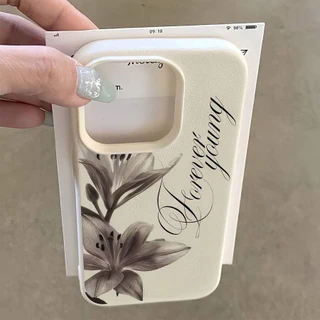 Capa com Padrão Floral Preto e Slogan "Forever Young", Compatível com iPhone 16 Pro Max 17/16/15/14 Plus 13/12/11