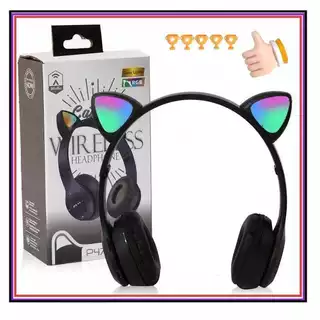 Head-mounted wireless headphones Cute headphones for cats p47-cat preto