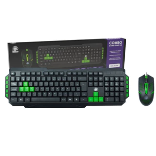Teclado E Mouse Gamer Nemesis Start 2.0 Preto E Verde Kit Com 2