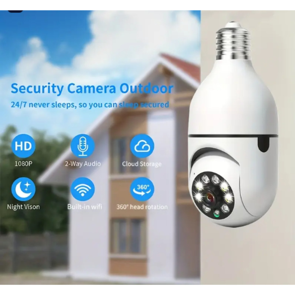 2 UNIDADES Câmeras Lâmpadas de Segurança Vigilância IP Wi-Fi 360° Visão Noturna FullHD Bivolt
