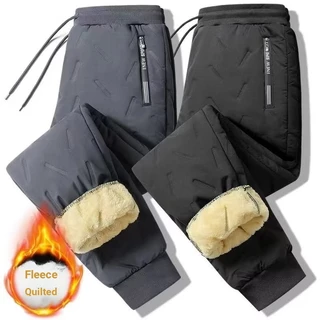 Calça de Algodão para o Inverno Homem 2 Cores L-7XL Calça de Cordeiro para o Inverno Calça de Cordeiro para o Exterior Mais Veludo Espessado Solto Tamanho Grande à prova de vento Casual Esportivo Quente