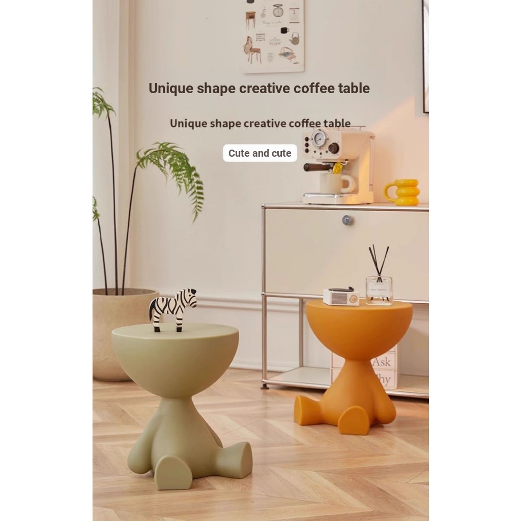 Estilo Creme Criativo Mesa de Café de Cabeça Chata Mesa de Café Doméstica Pequeno Apartamento Sofá Mesa Lateral Piso de Luxo Plástico Ornamentos