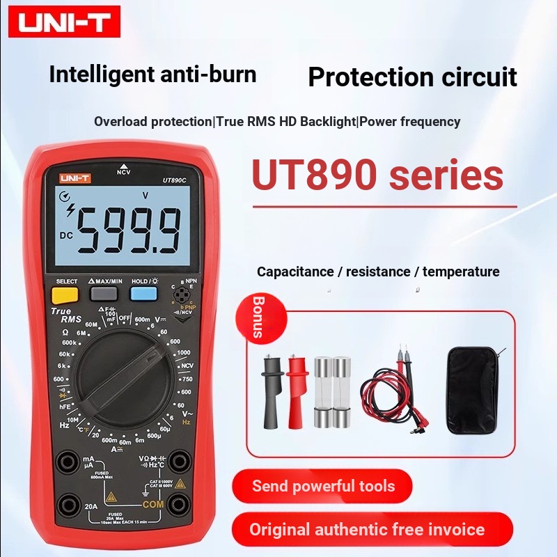 Único UT890D + multímetro digital de alta precisão multímetro totalmente automático portátil Display digital multímetro