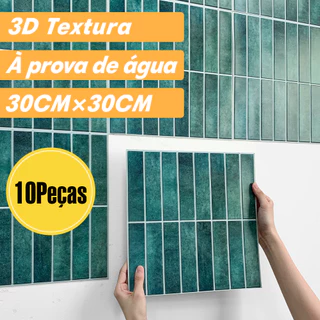 10 Peças | Adesivo De Parede Mosaico Linear Verde 3D Painel , Decoração Home Para Sala De Estar , Quarto , Encosto De Cozinha , Banheiro , De Sotaque , 30 * 30cm