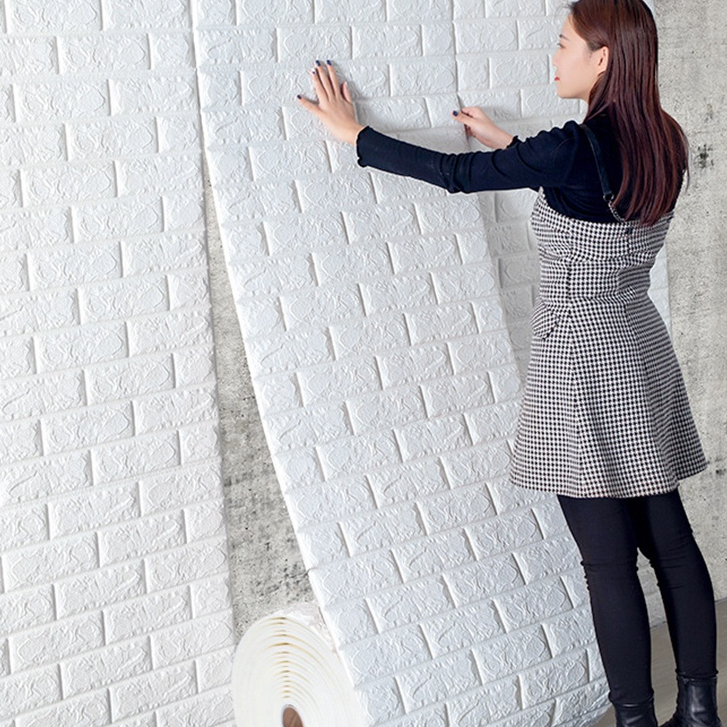 70x100cm Adesivo de decoração de quarto de padrão tridimensional de tijolos de espuma 3d adesivo de parede autoadesivo papel de parede de fundo