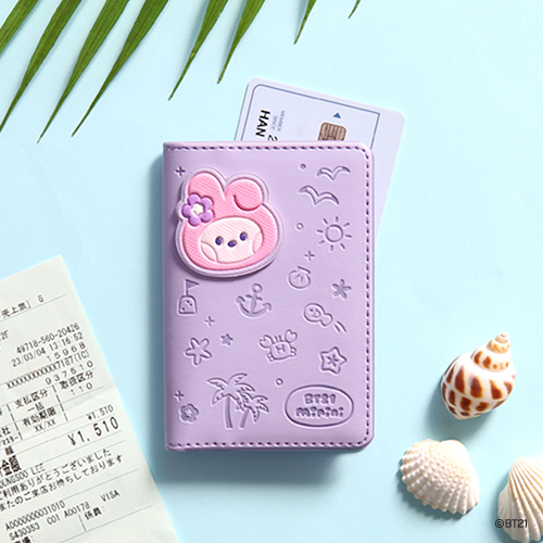 BTS BT21 Oficial Minini PU Couro Patch card Case Porta-Fotos