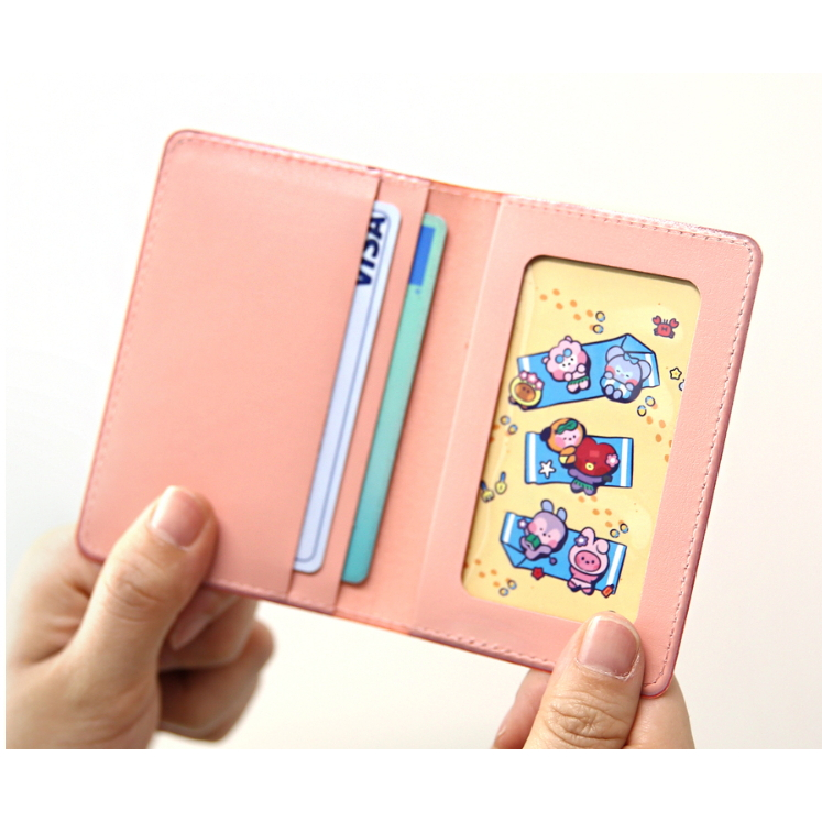BTS BT21 Oficial Minini PU Couro Patch card Case Porta-Fotos