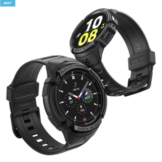 Spigen-Capa Ruggged Armor Pro Com Pulseira Para galaxy watch ultra 7 6 5 4 47mm 44mm 43mm 40mm Preta