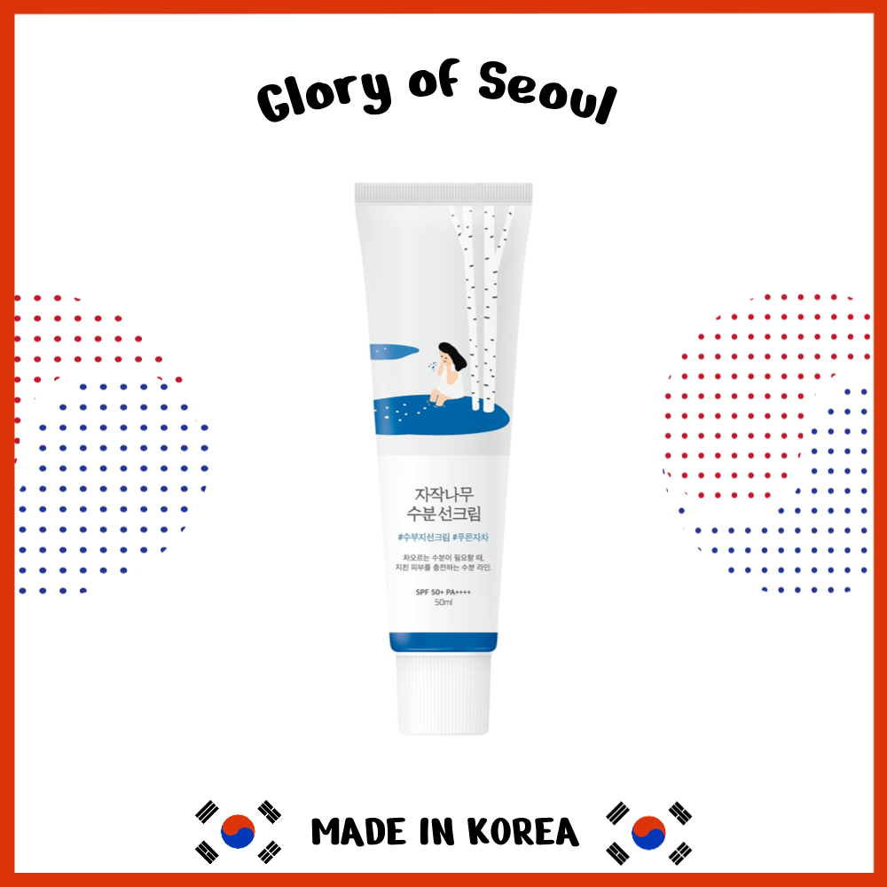 Protetor Solar Hidratante De Bétula ROUND LAB 1,69 Fl.Oz/50mL SPF50 + PA + , Sem Fundição Branca , Proteção UV Forte , Tipo Essência Umedecida