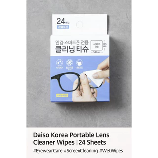 [Daiso Korea] Toalhetes Portáteis Para Limpeza De Lentes | 24 Folhas Pacote 1/2/3 Unidades Embalado Individualmente