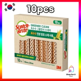 [Coréia] (Pronto Para Estoque) Esponja Purificadora De Malha De Milho Natural Scotch-Brite 3M 10 Unidades/Esfregão Ecoló
