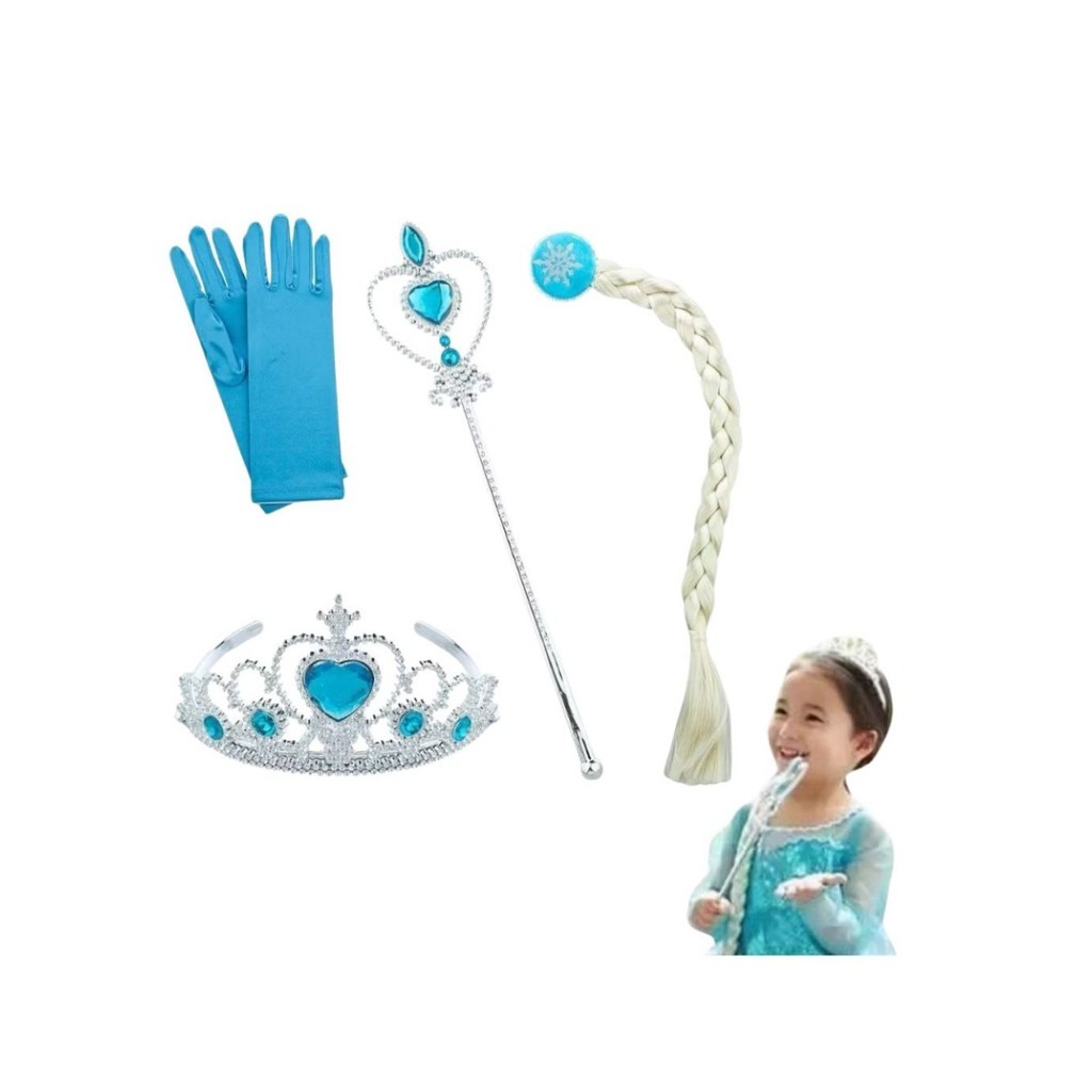 Kit Frozen Elsa Com Varinha, Coroa, Luva e Trança-Promoção Fantasia ...