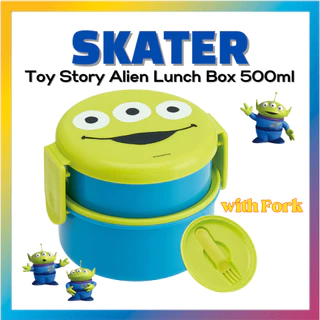 [SKATER] Toy Story Alienígena Caixa De Almoço Redonda De 2 Camadas Bento (Com Garfo) 500ml ONWR1